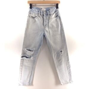 FRAME Womens Jeans Le Original 25 Light Blue Distressed High Rise Straight Leg‎